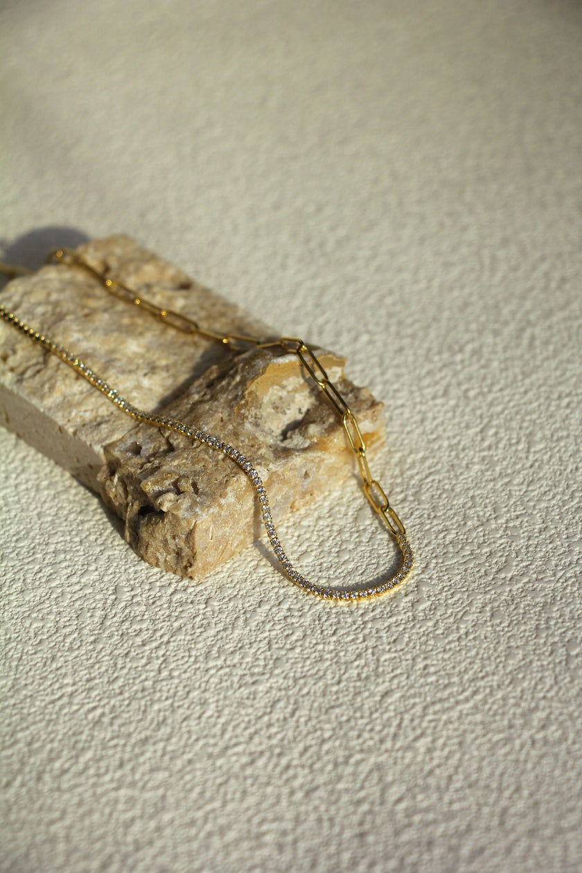 Treasure Trove Sparking Tennis Chain Necklace Gold