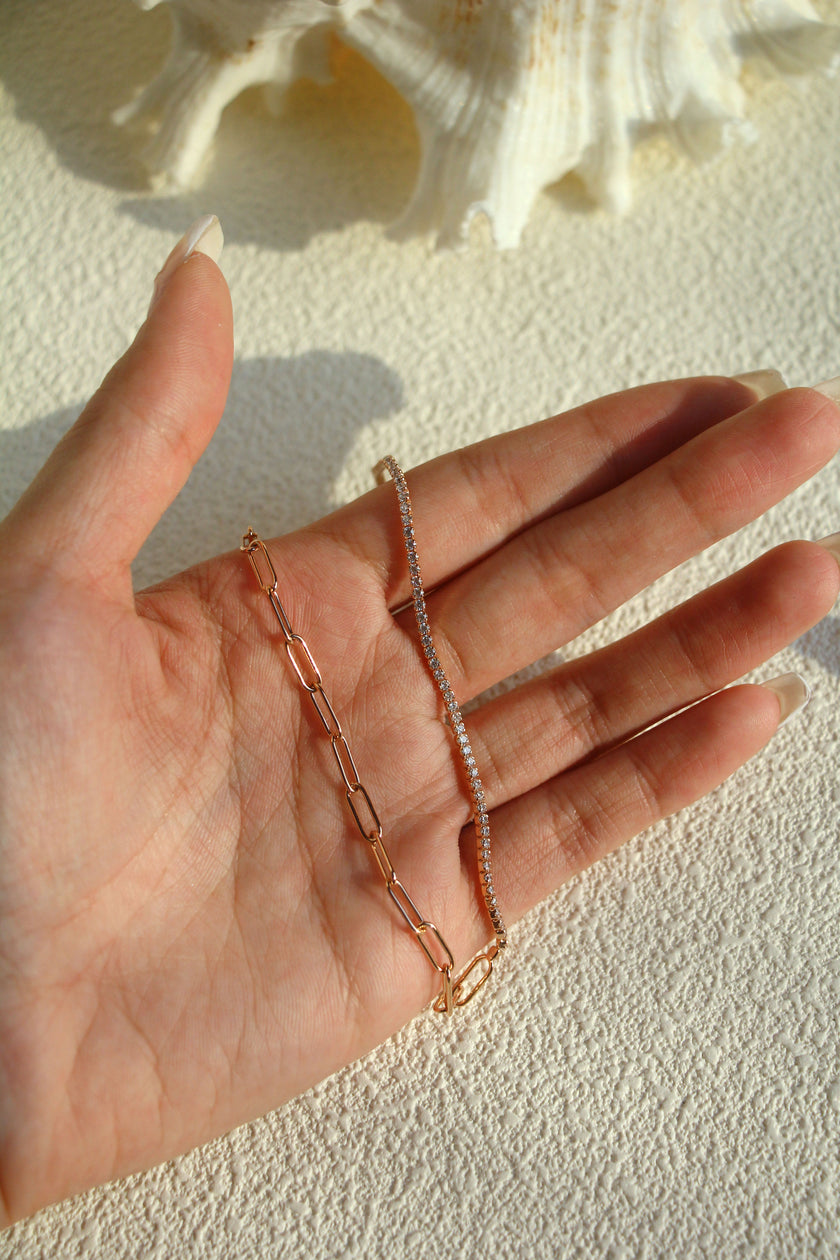 Treasure Trove Sparking Tennis Chain Necklace Rose Gold