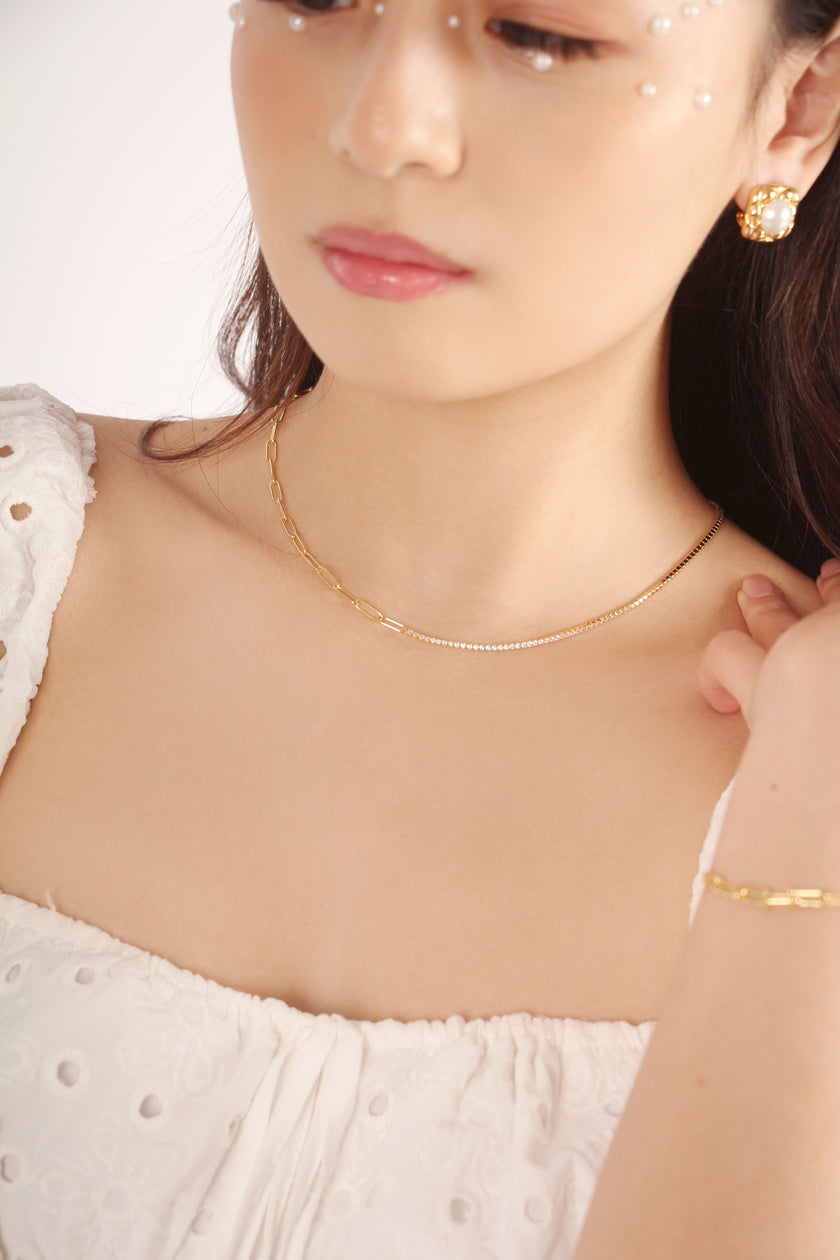 Treasure Trove Sparking Tennis Chain Necklace Rose Gold