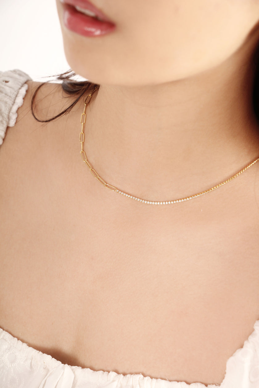 Treasure Trove Sparking Tennis Chain Necklace Gold