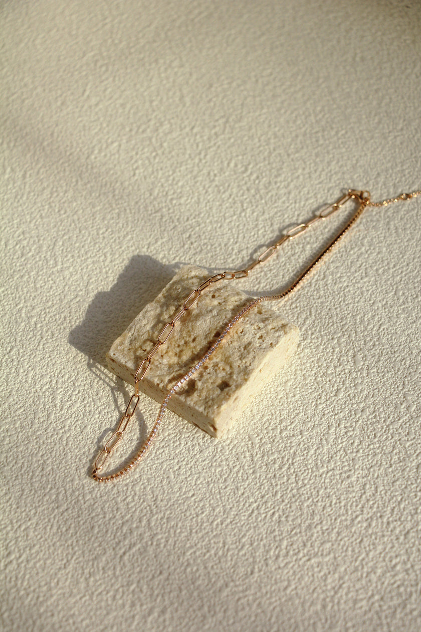 Treasure Trove Sparking Tennis Chain Necklace Rose Gold