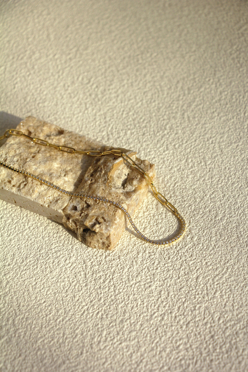 Treasure Trove Sparking Tennis Chain Necklace Gold