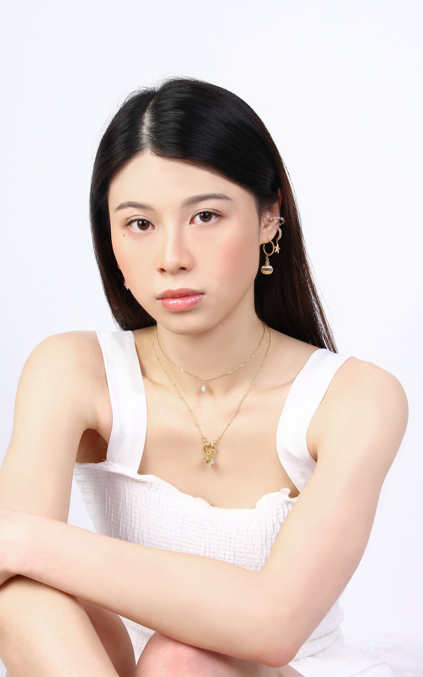 Ocean Aesthetic Initial Hoop Necklace