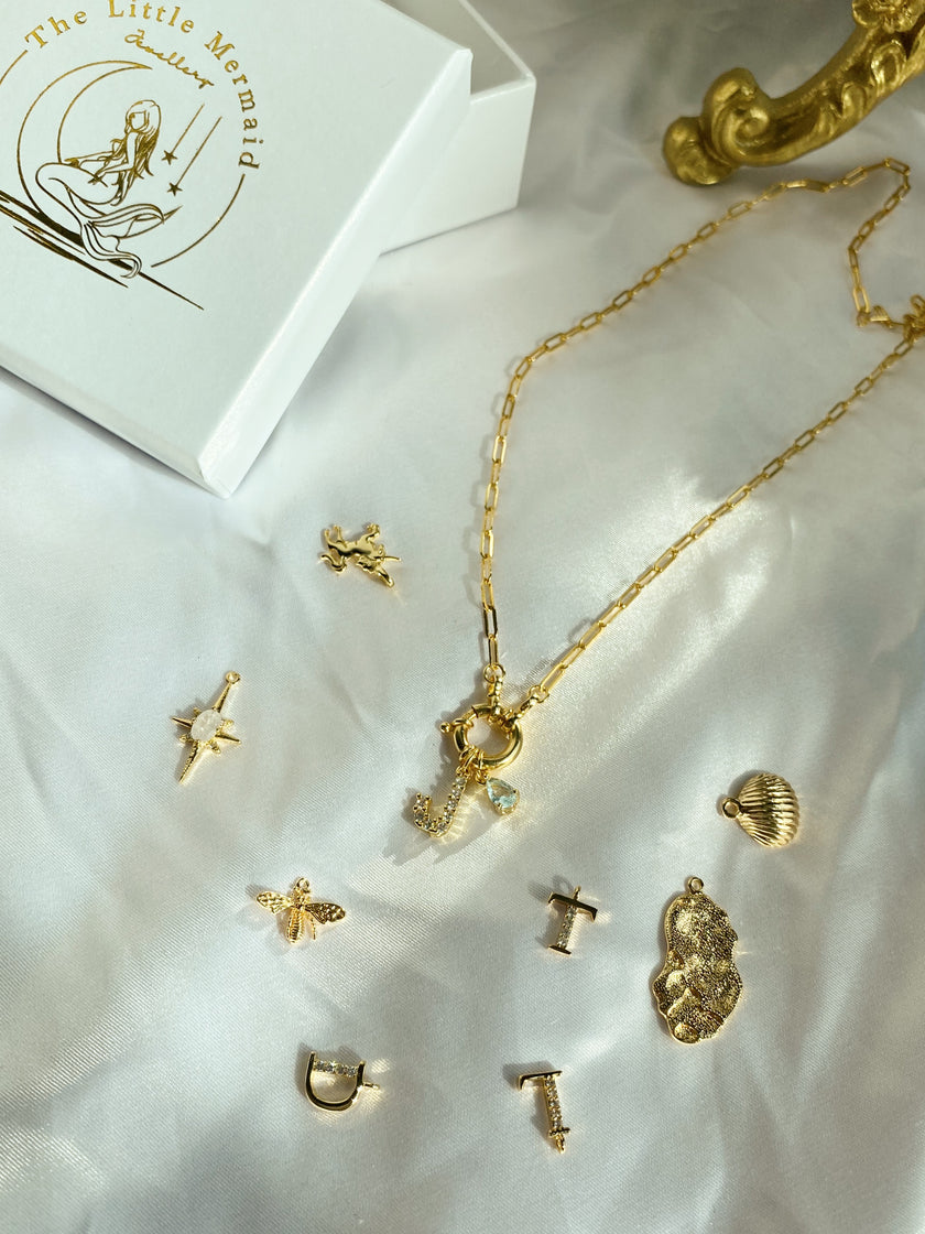 Chain Hoop Necklace with Charm