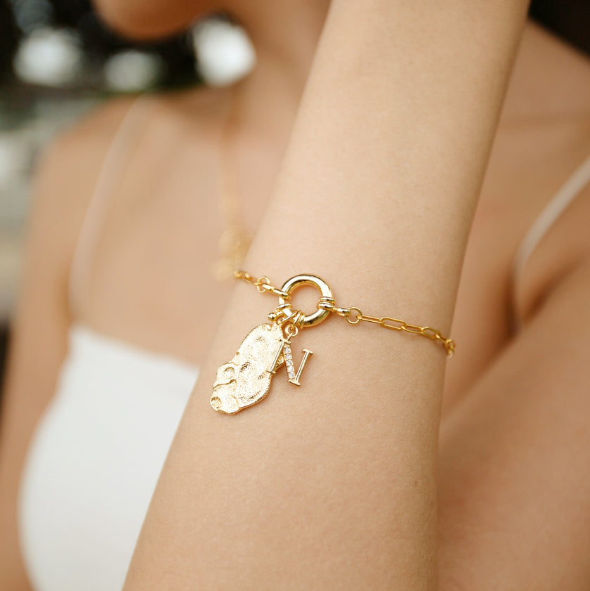 Chain Hoop Bracelet With Charm