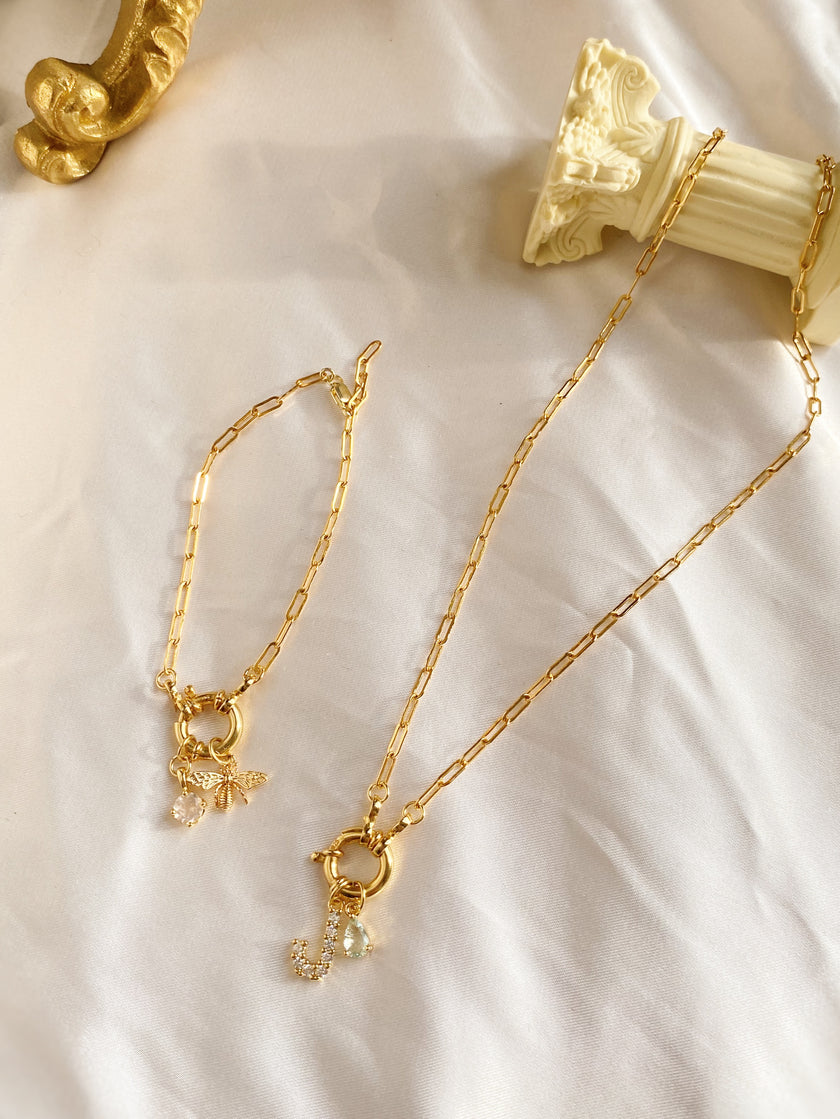 Chain Hoop Necklace with Charm