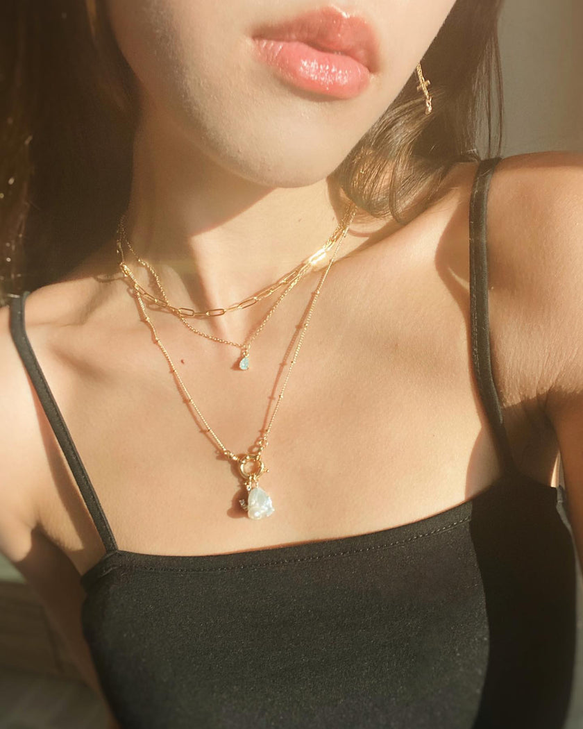 Beaded Hoop Necklace with Charm