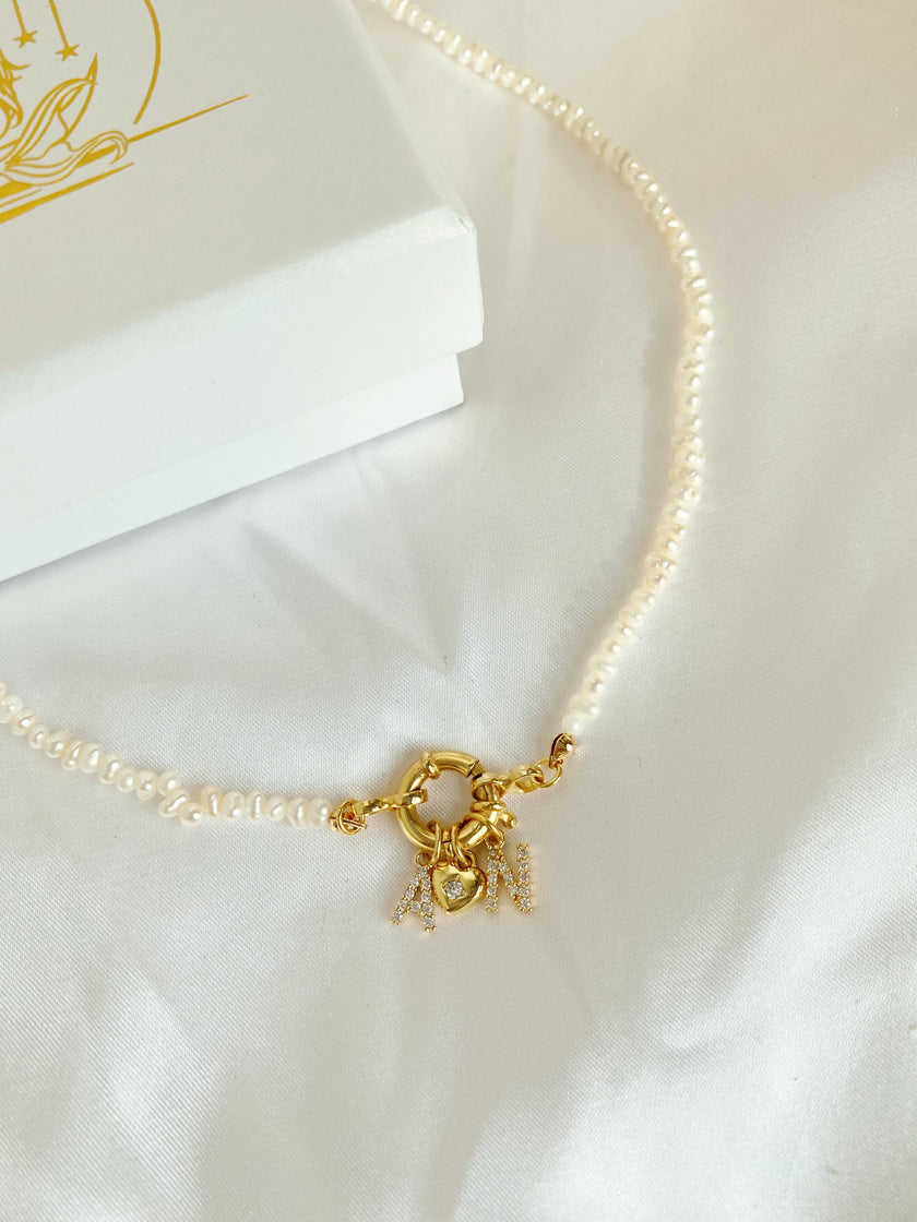 Initial Love Lock Pearl Chocker