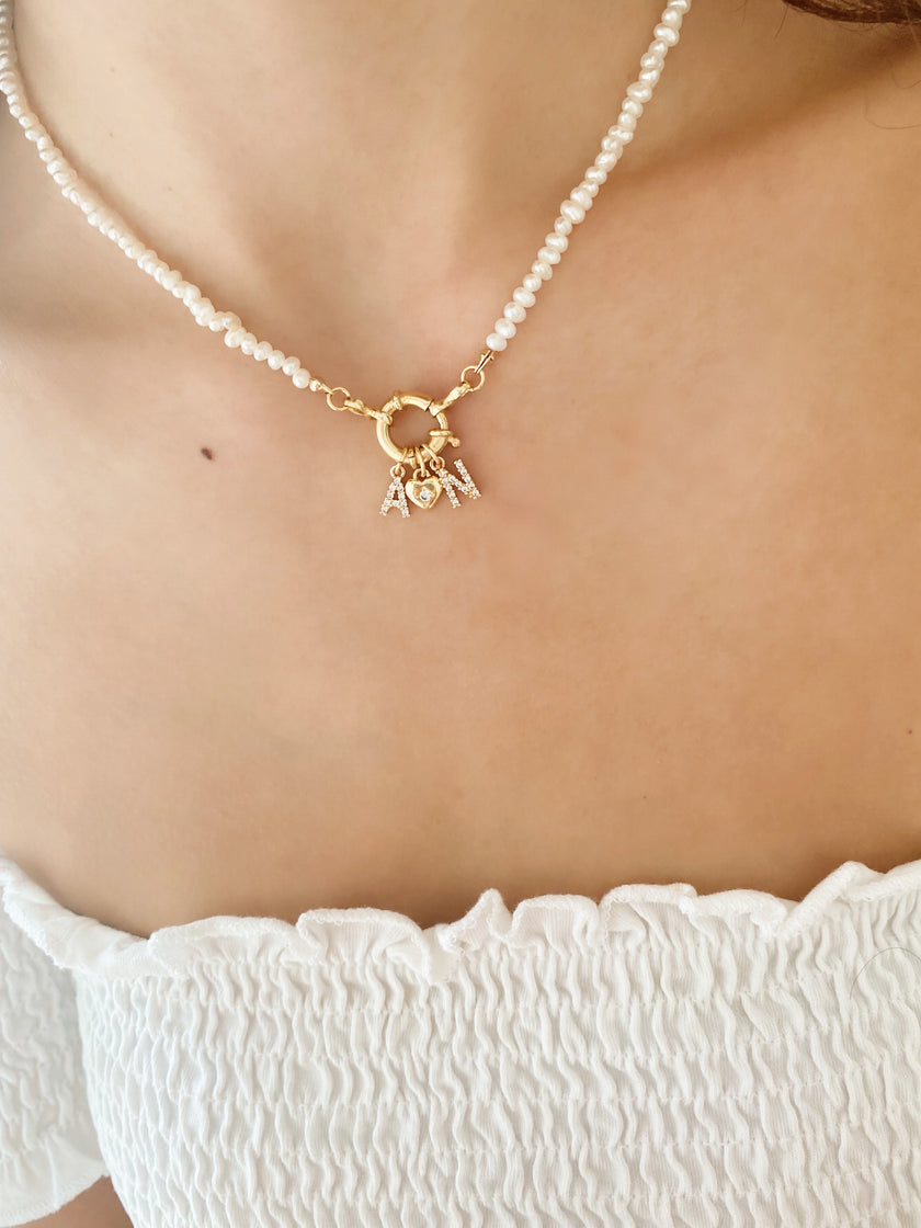 Initial Love Lock Pearl Chocker