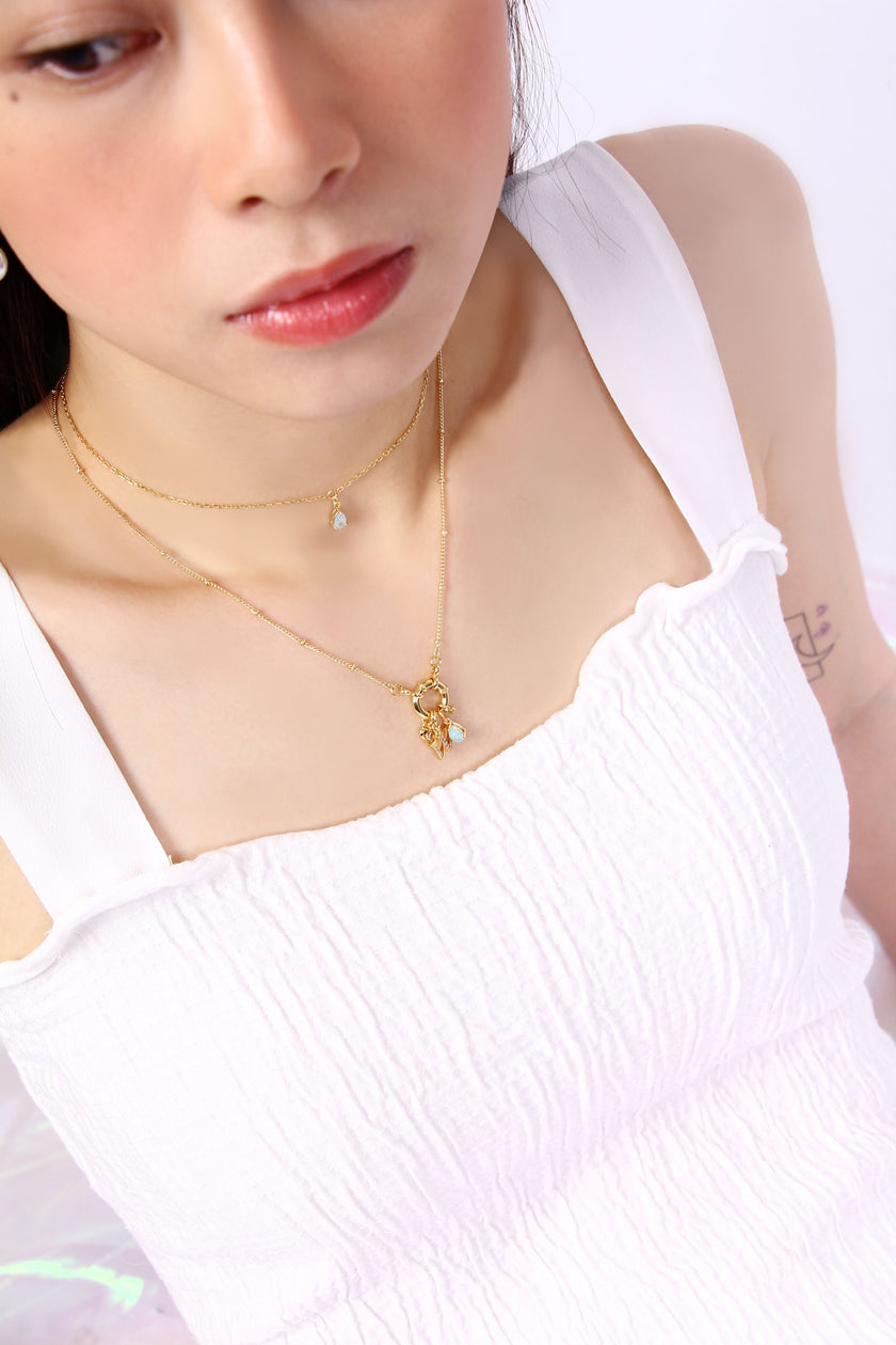 Ocean Aesthetic Initial Hoop Necklace