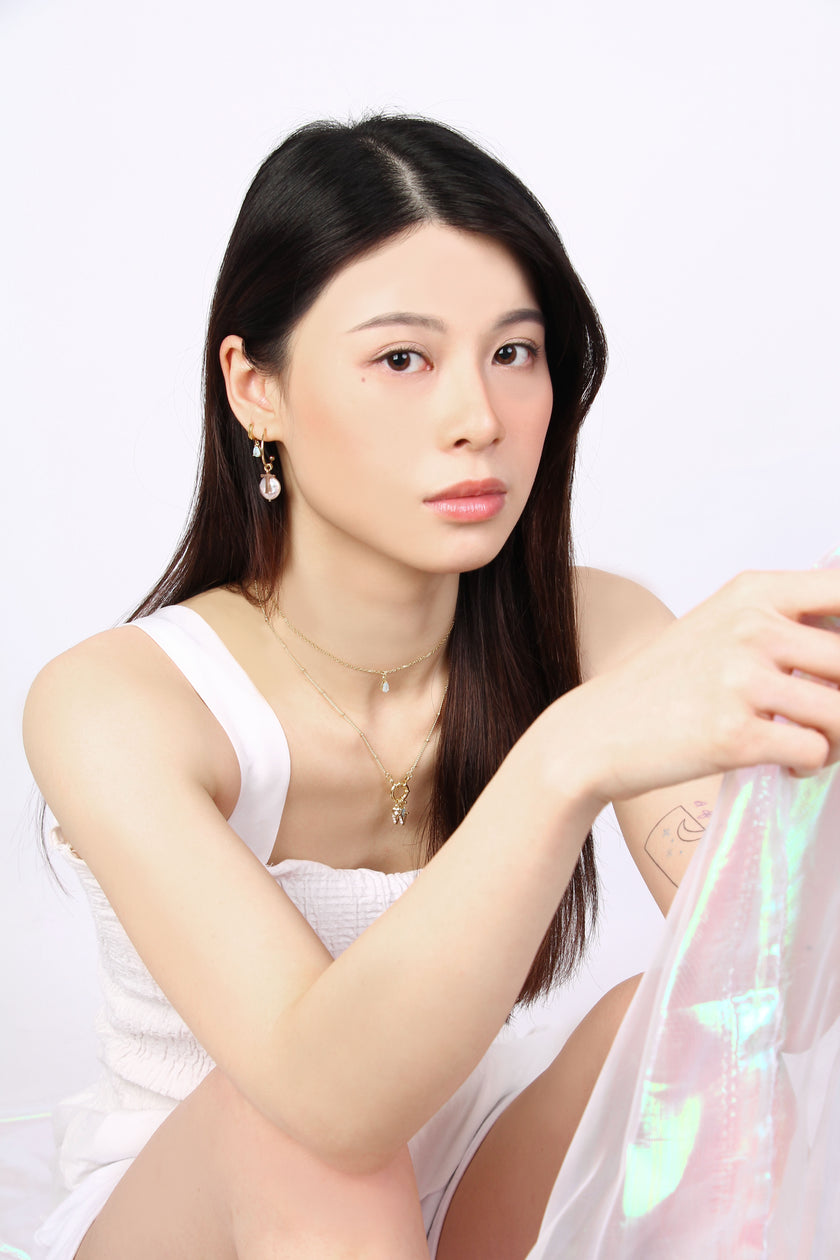 Ocean Aesthetic Initial Hoop Necklace