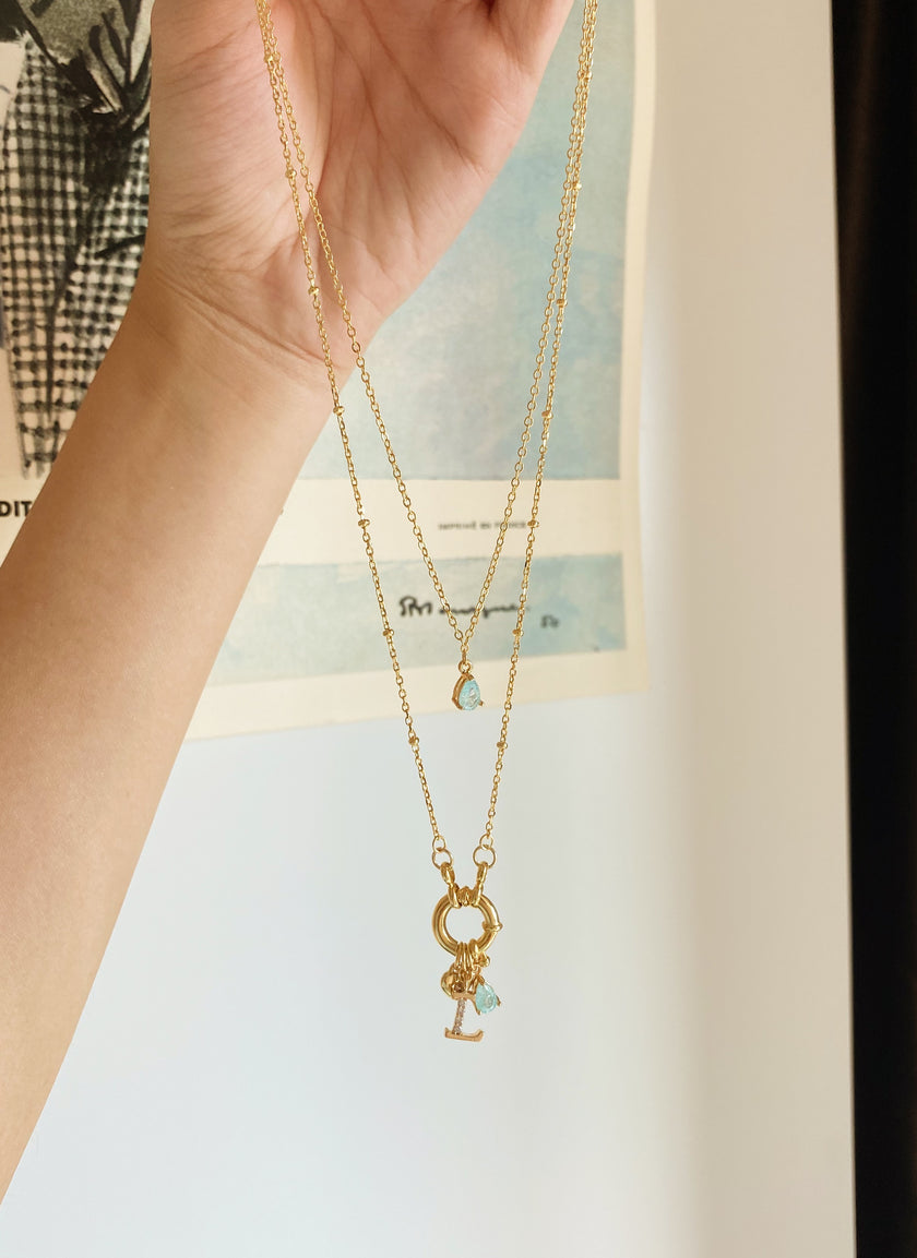 Ocean Aesthetic Initial Hoop Necklace