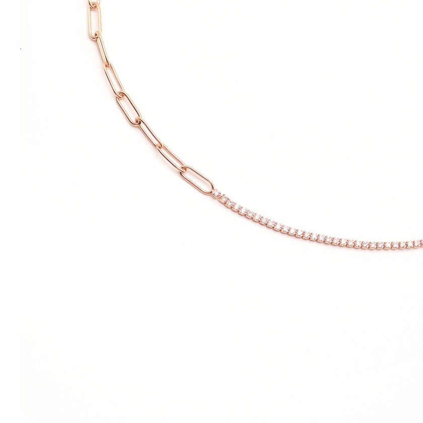 Treasure Trove Sparking Tennis Chain Necklace Rose Gold