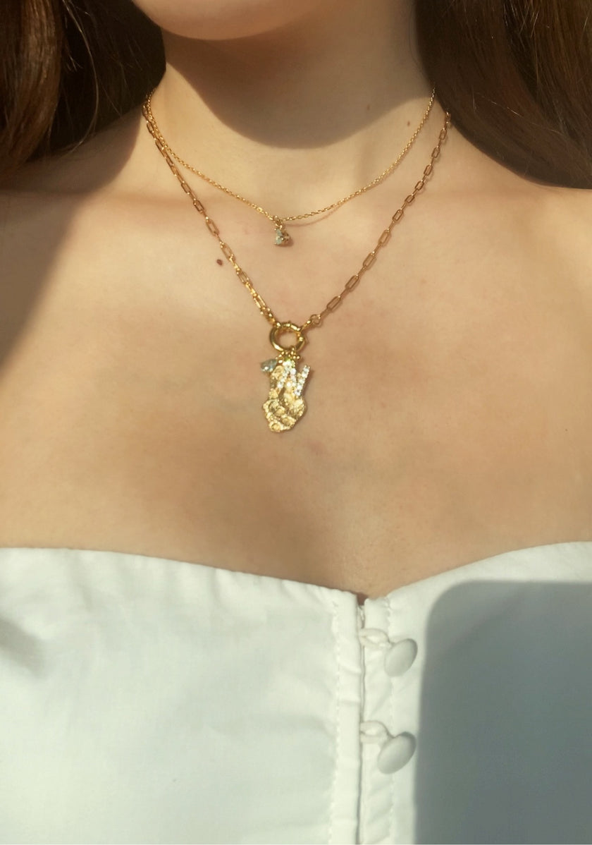 Chain Hoop Necklace with Charm