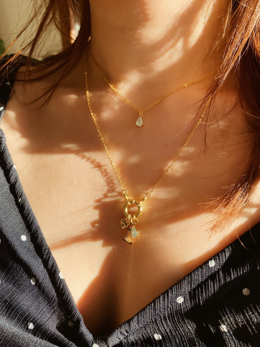 Ocean Aesthetic Initial Hoop Necklace