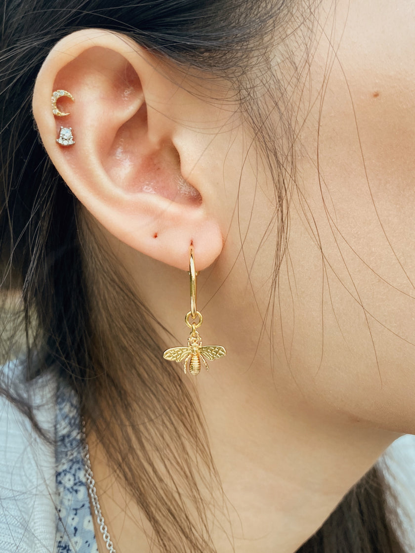 Honey Bee Small Hoop Earrings