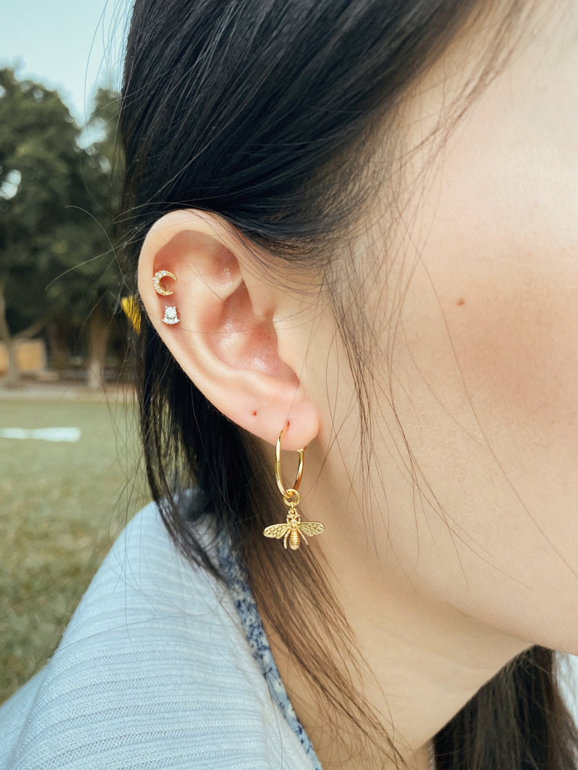 Honey Bee Small Hoop Earrings