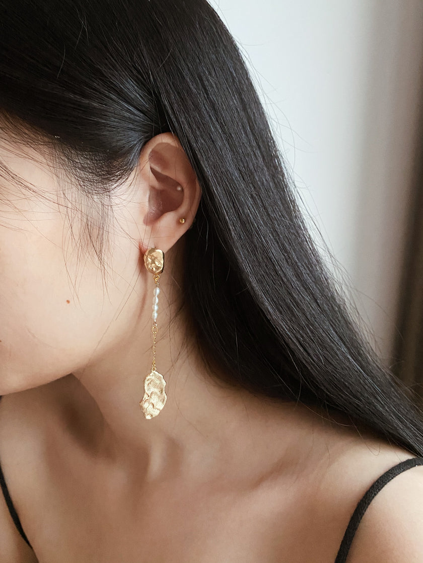 Lava Pearl Drop Earrings