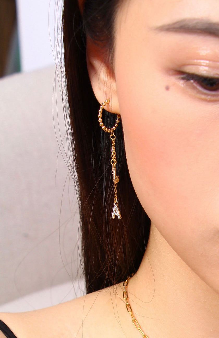 Twisted Hoop Initial Earring