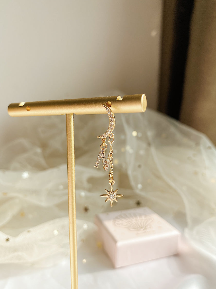 Mermaid & The Moon Initial Earring